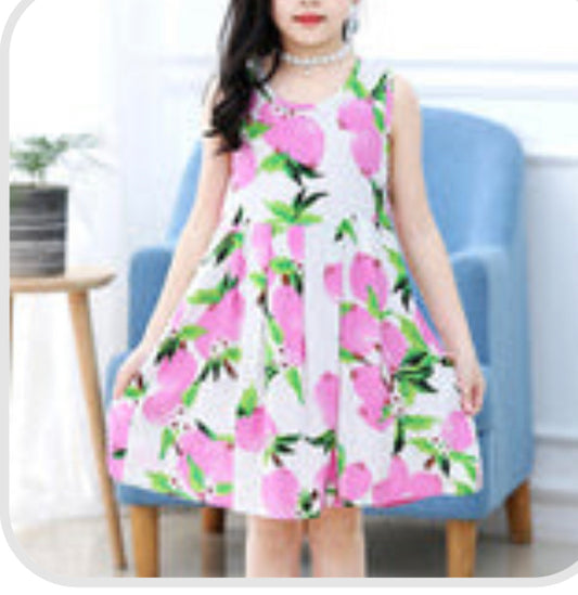 Girl Fruit print Chiffon Dress